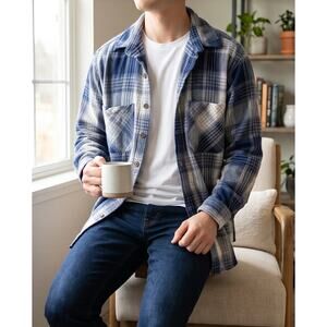 St. John’s Bay Heavyweight Flannel Shirt Blue Plaid